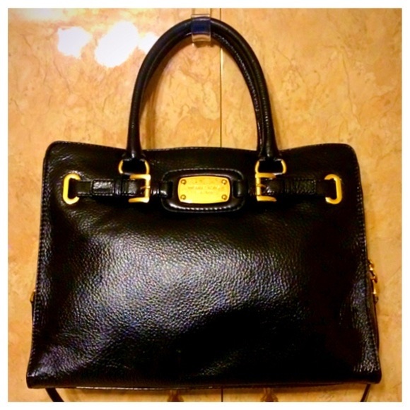 Michael Kors Hamilton Large Pebble Grain Black Leather EW Tote Retail $3… - Picture 2 of 13